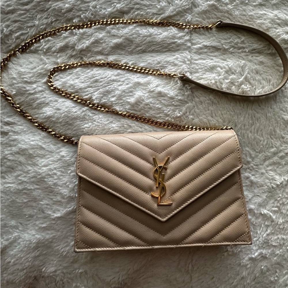 Yves Saint Laurent Beige Quilted Leather Chain Bag
